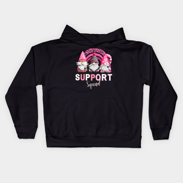 Three Gnomies With Rainbow Support Squad Breast Cancer Awareness Month Kids Hoodie by Adam4you